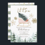 Invitación Winter Sleigh Let it Snow Navidades Fiesta<br><div class="desc">Invitación a la fiesta de los Navidades de la nieve en Winter Sleigh Let it Snow</div>
