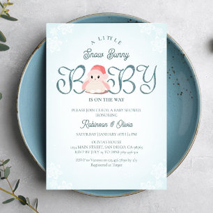 Invitación Winter Snow Bunny Baby Shower