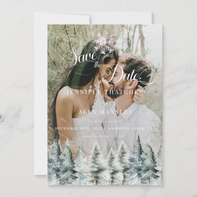 Invitación Winter Snow Christmas Wedding Save the Date Invita (Anverso)