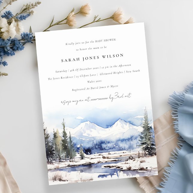 Invitación Winter Snow Mountain Ski Landscape Baby Shower (Subido por el creador)
