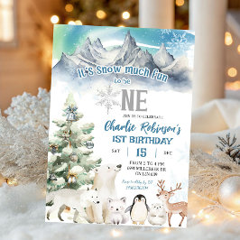 Invitación Winter Snow Much Fun To Be One Boy First Birthday