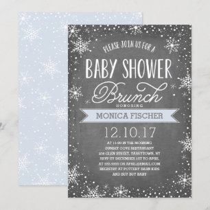 Invitación Winter Snowflake Baby Shower Brunch Chalkboard