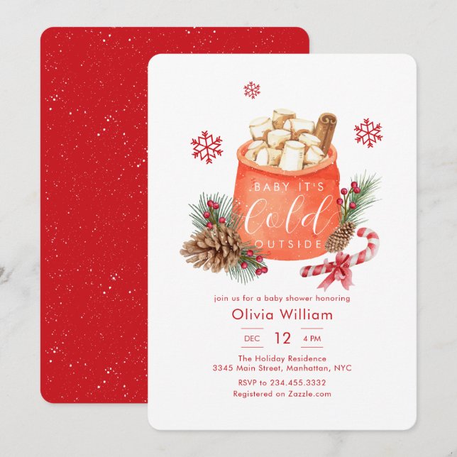 Invitación Winter Snowflake Festive Coffee Smore Baby Shower  (Anverso / Reverso)