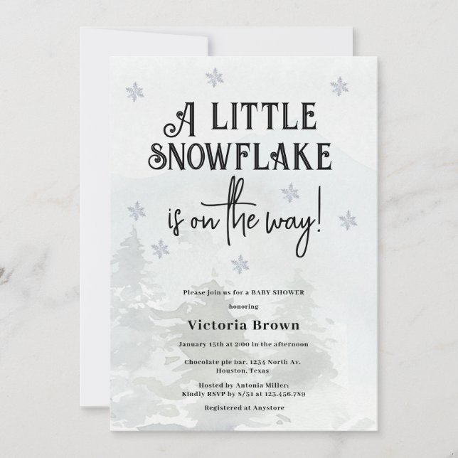 Invitación Winter Snowflakes Baby Shower Invitation (Anverso)