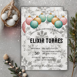Invitación Winter Snowflakes Balls Ornaments Baby Shower
