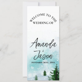 Invitación Winter Snowflakes Icy Frosty Trees Wedding Program