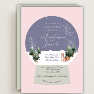 Invitación Winter Snowglobe Pink Baby Shower