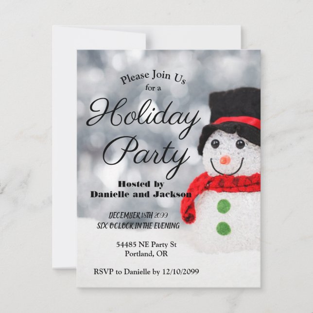 Invitación Winter Snowman con fiesta de feriado de Hat (Anverso)