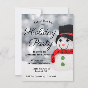 Invitación Winter Snowman con fiesta de feriado de Hat
