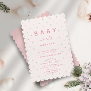 Invitación Winter Soft Pink It's Cold Outside Baby Shower