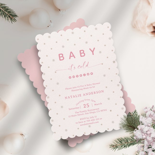 Invitación Winter Soft Pink It's Cold Outside Baby Shower (Winter Soft Pink It's Cold Outside Baby Shower Invitation)