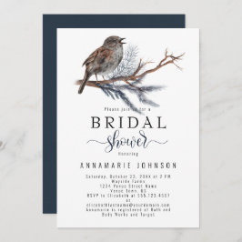 Invitación Winter Song Watercolor Bird Branch Bridal Shower