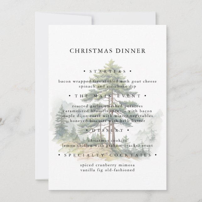 Invitación Winter Splendor Christmas Tree Holiday Menu (Anverso)