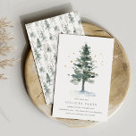 Invitación Winter Splendor | Holiday Party Invitation<br><div class="desc">Invite friends or colleagues to celebrate the season with these elegant holiday cocktail party invitations. Design features your event details in chic grey lettering, with a watercolor illustration of a snowy pine tree adorned with stars. Customize this elegant invitation with your event type, making it perfect for Christmas parties, holiday...</div>