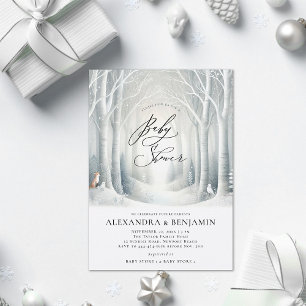 Invitación Winter Sunrise Forest Fox Coed Neutral Baby Shower