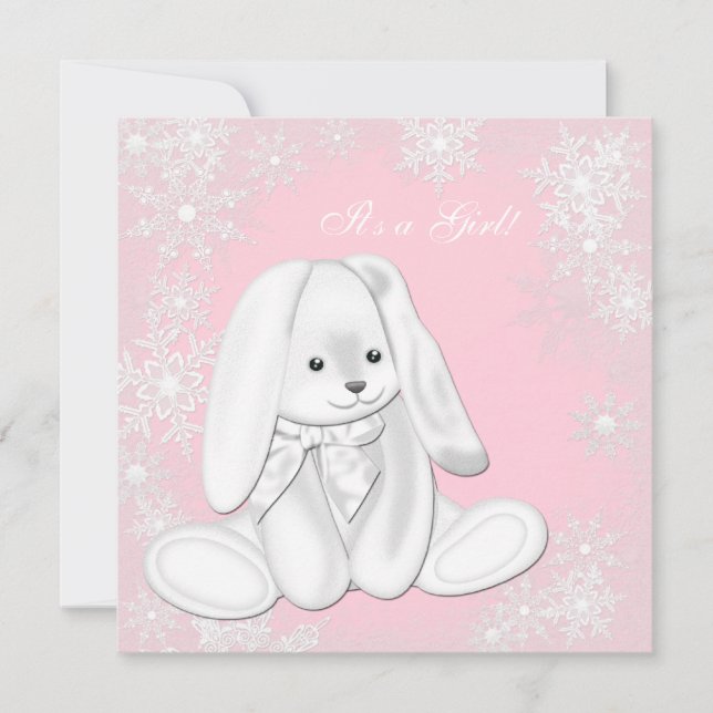 Invitación Winter Sweet Pink Snowflake Wonderland Baby Shower (Anverso)