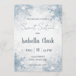 Invitación Winter Sweet Sixteen Invitation – Soft Snowflakes