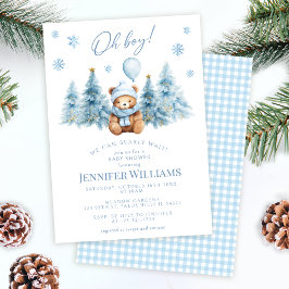 Invitación Winter Teddy Bear Pine Trees Oh Boy Baby Shower