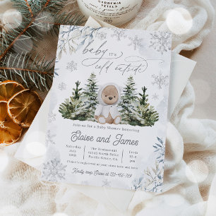 Invitación Winter Teddy Bear Sexo Neutral Baby Shower