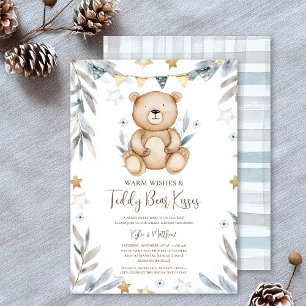 Invitación Winter Teddy Bear Snowflake Baby Shower