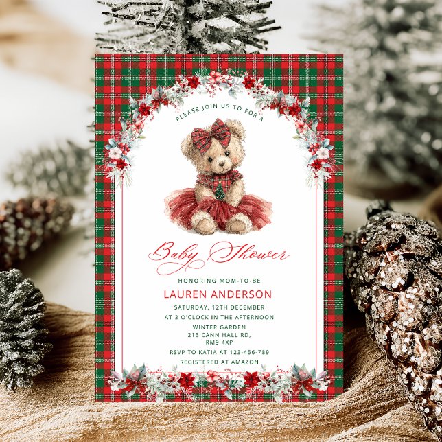 Invitación Winter Teddy Bear Vintage Luxury Baby Shower (Subido por el creador)