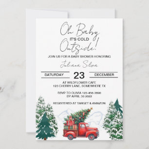 Invitación Winter Truck Forest Wonderland Baby Shower