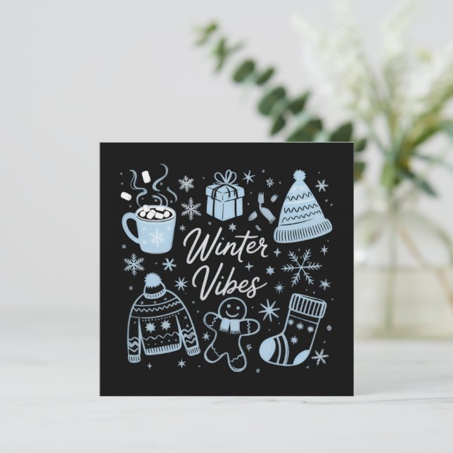 Invitación Winter Vibes Holiday Xmas Season Snowflakes (Anverso de pie)