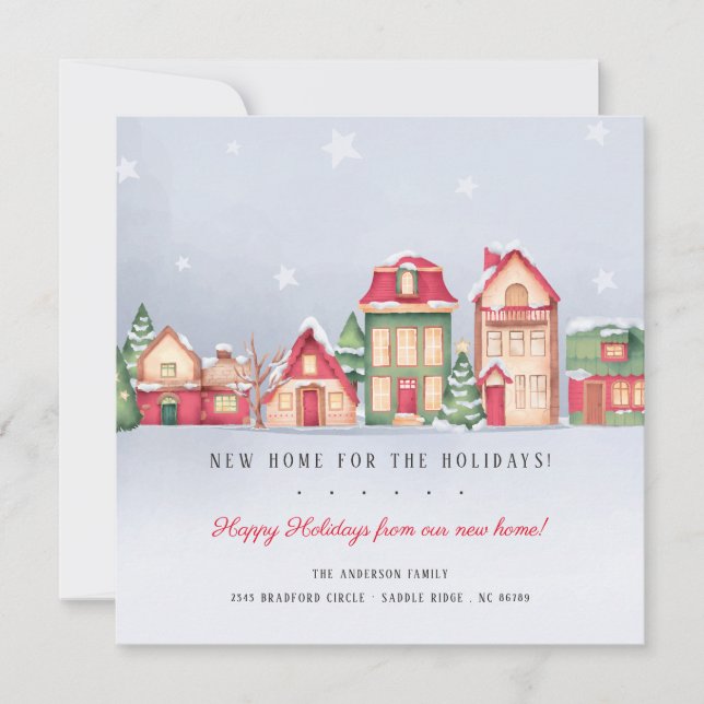 Invitación Winter Village New Home para Navidades de vacacion (Anverso)