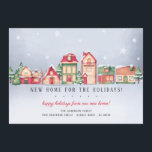 Invitación Winter Village New Home para Navidades de vacacion<br><div class="desc">Anuncie su nueva dirección a sus amigos y familia con nuestra linda nueva casa para la tarjeta de navidades de vacaciones. Nuestras nuevas tarjetas de invitación de direcciones incluyen un pintoresco pueblo de navidades de acuarela. Visite nuestra tienda para ver los artículos que coincidan.</div>