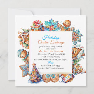 Invitación Winter Watercolor Holiday Cookie Exchange Baby Sho