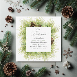 Invitación Winter Watercolor Pines Bridesmaids Luncheon