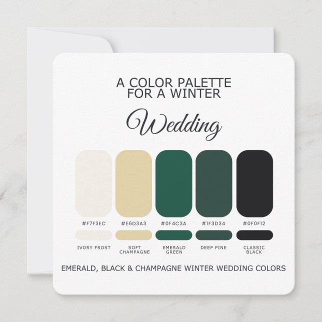 Invitación Winter Wedding Color Palette 2026 Card (Anverso)
