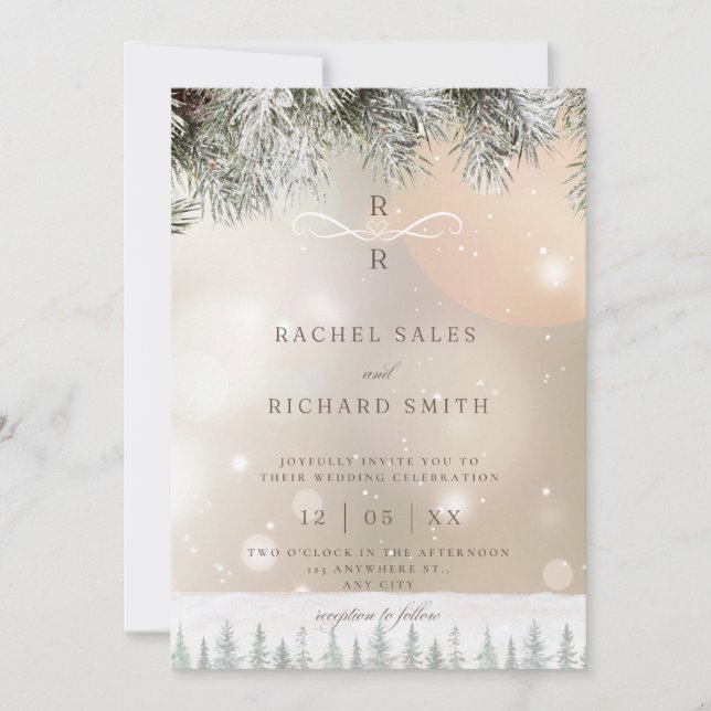 Invitación Winter Wedding Invitation (Anverso)