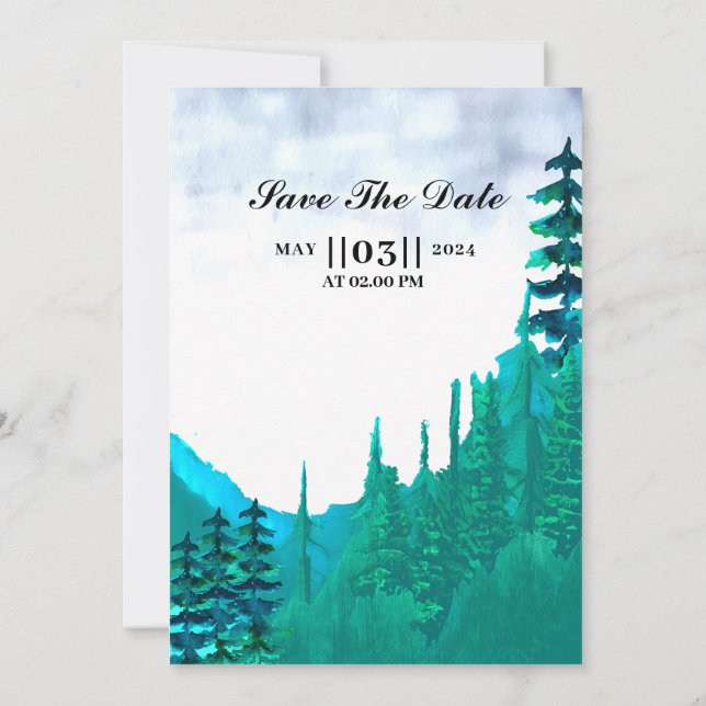 Invitación Winter Wedding Invitation Card Mountain Landscape (Reverso)