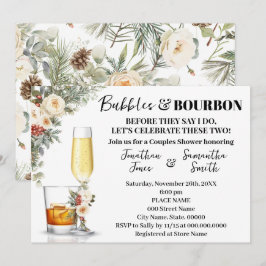 Invitación Winter White Flowers Bubbles & Bourbon Shower