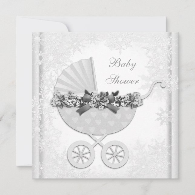 Invitación Winter White Snowflake Wonderland Baby Shower (Anverso)
