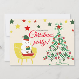 Invitación Winter White Teddy Bear Cute Christmas Party