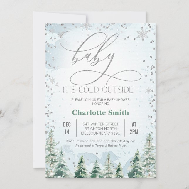 Invitación Winter Wilderness Baby Boy Baby Shower (Anverso)