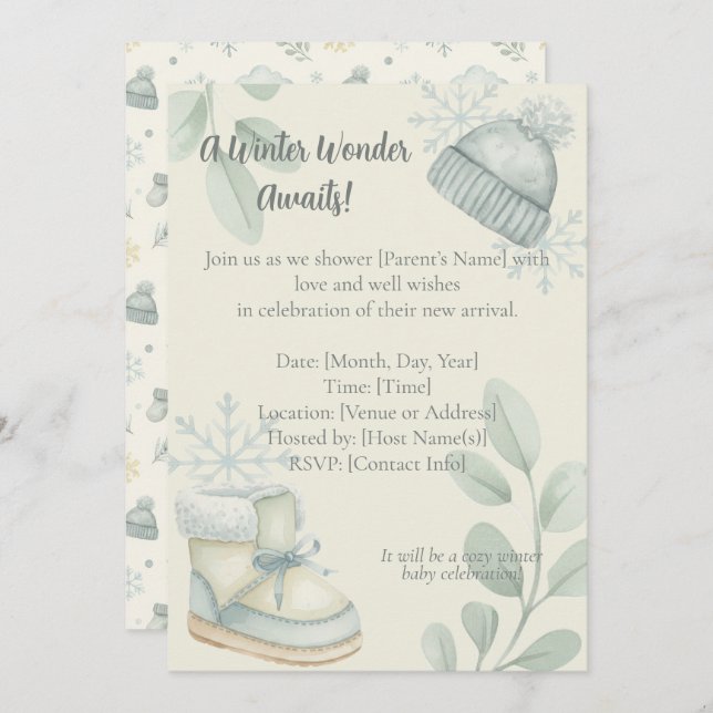 Invitación Winter Wonder Baby Shower Invitation (Anverso / Reverso)