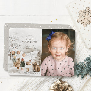 Invitación Winter Wonderland Animals Niños foto de cumpleaños