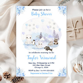 Invitación Winter Wonderland Arctic Animals Baby Shower