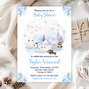 Invitación Winter Wonderland Arctic Animals Baby Shower