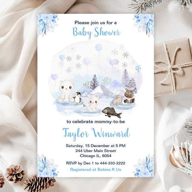 Invitación Winter Wonderland Arctic Animals Baby Shower (Subido por el creador)