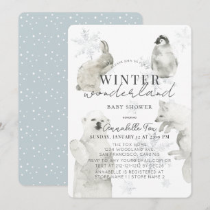 Invitación Winter Wonderland Arctic Animals Boy Baby Shower