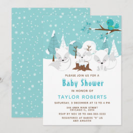 Invitación Winter Wonderland Arctic Fox Baby Shower