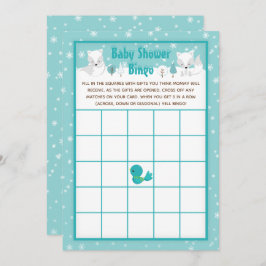 Invitación Winter Wonderland Arctic Foxes Baby Shower Bingo