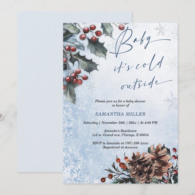 Invitación Winter Wonderland Baby Shower (Anverso / Reverso)