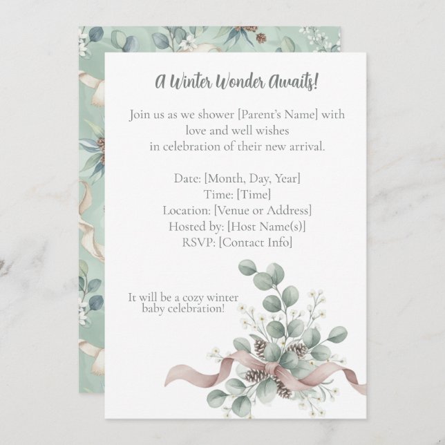 Invitación Winter Wonderland Baby Shower Invitation (Anverso / Reverso)