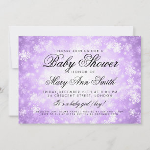 Invitación Winter Wonderland Baby Shower Purple