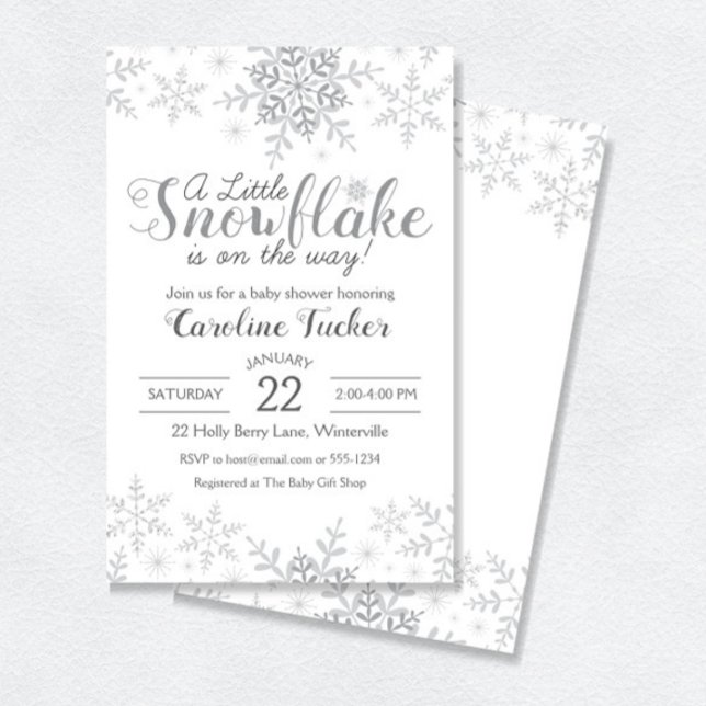 Invitación Winter Wonderland Baby Shower Silver Snowflakes (Subido por el creador)